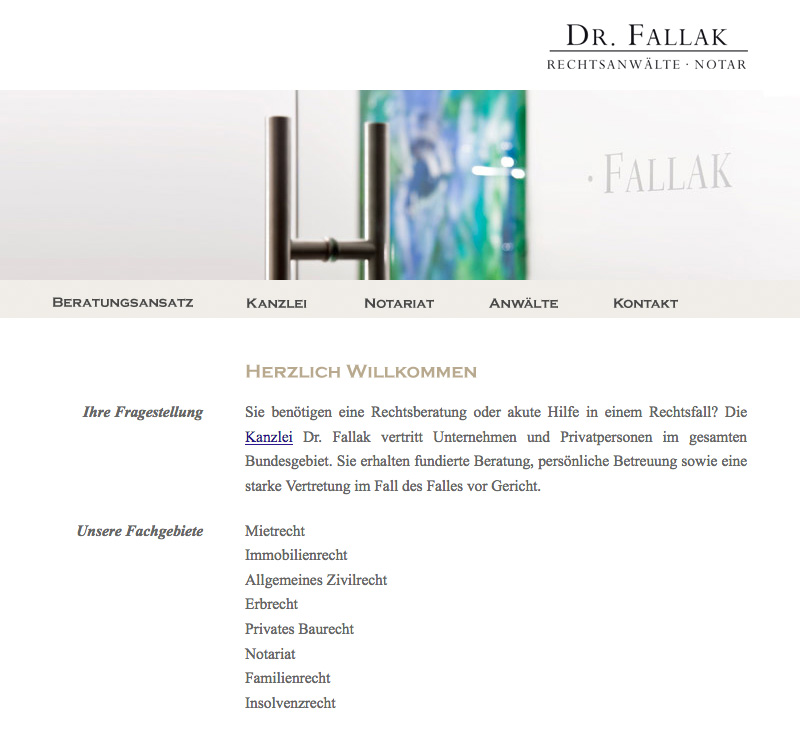 WordPress-Webseite für Dr. Fallak, Rechtsanwälte und Notar in Wiesbaden